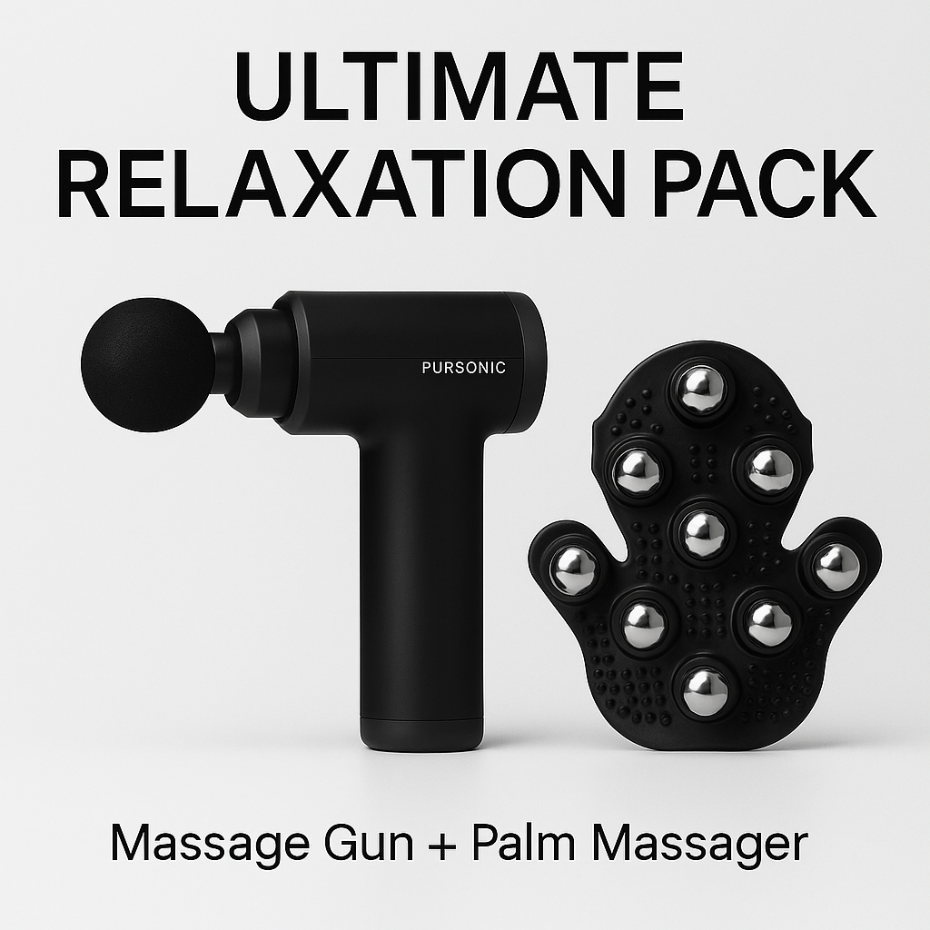 Pursonic Ultimate Relaxation Pack – 3-Speed Massage Gun + Palm Massager