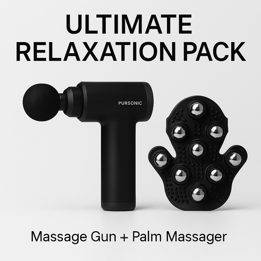 Pursonic Ultimate Relaxation Pack – 3-Speed Massage Gun + Palm Massager